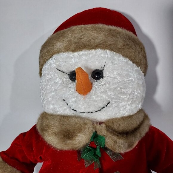 Snow Lady Plush In Red Velvet & Faux Fur Outfit Vintage 18" Tall - Picture 13 of 13